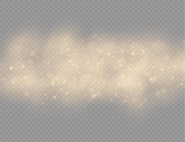 Sparkling golden magic dust particles sparkle shine lights yellow dust sparks and star