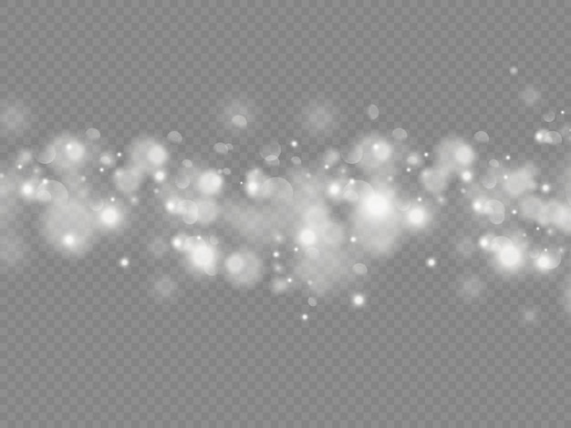 Sparkling magic dust particles bokeh isolated on transparent background, the white dust sparks and star shine with special light, Christmas sparkl light effect, shine lights, sparkle