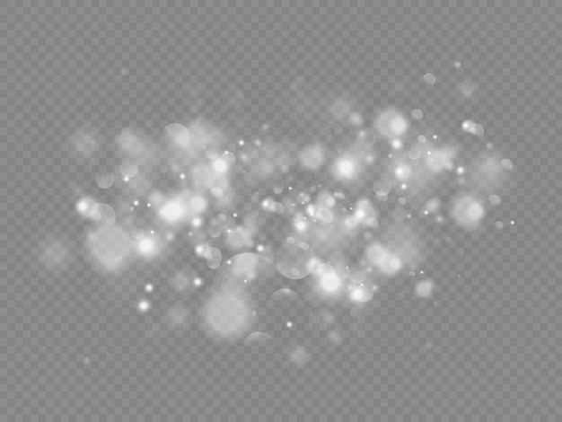 Sparkling magic dust particles bokeh isolated  , the white dust sparks and star shine with special light