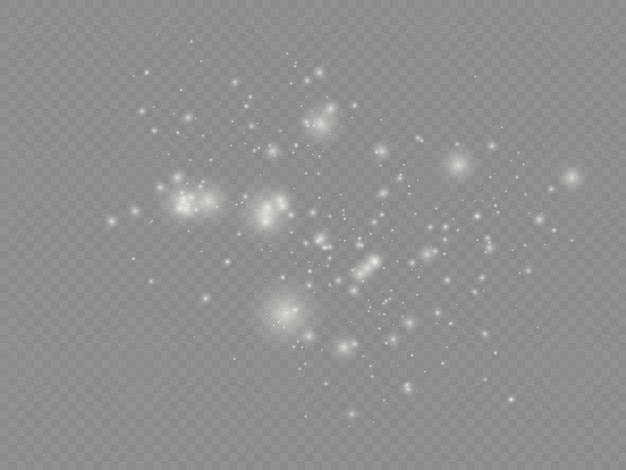 Sparkling magic dust particles on transparent background white sparks and golden stars shine