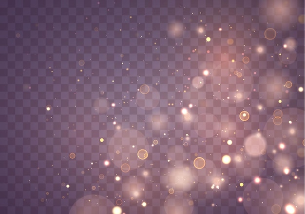 Sparkling magical dust and golden particles . Abstract bokeh effect.