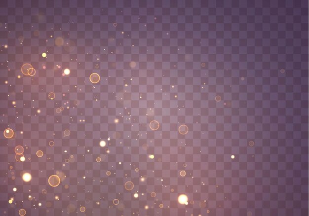 Vector sparkling magical dust and golden particles, bokeh effect.