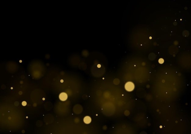 Sparkling magical gold yellow dust particles. bokeh effect.