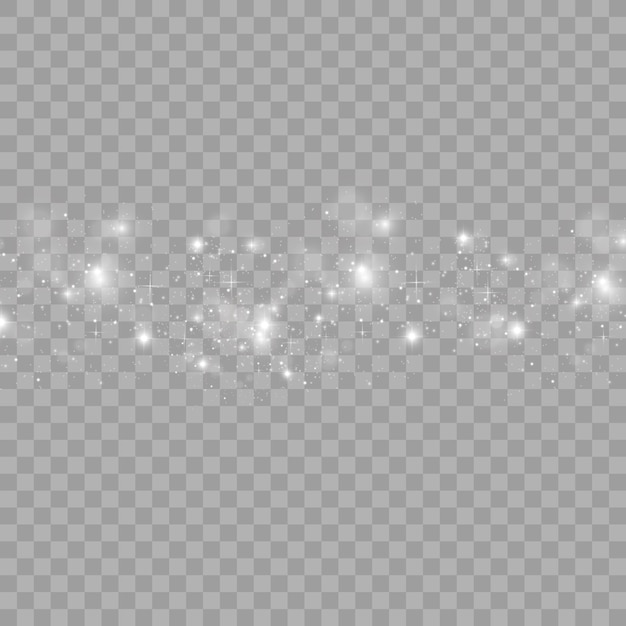 Sparks and golden stars glitter special light effect. Vector sparkles on transparent background.