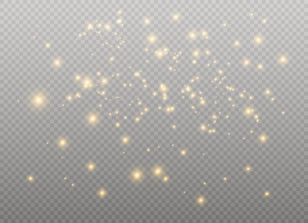 Sparks and stars glitter, isolated. Sparkling magical dust particles.