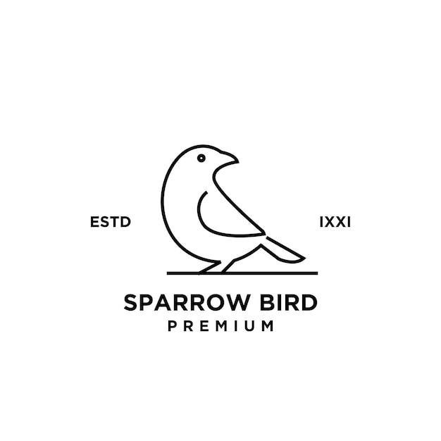 Sparrow bird logo hipster vintage retro vector line