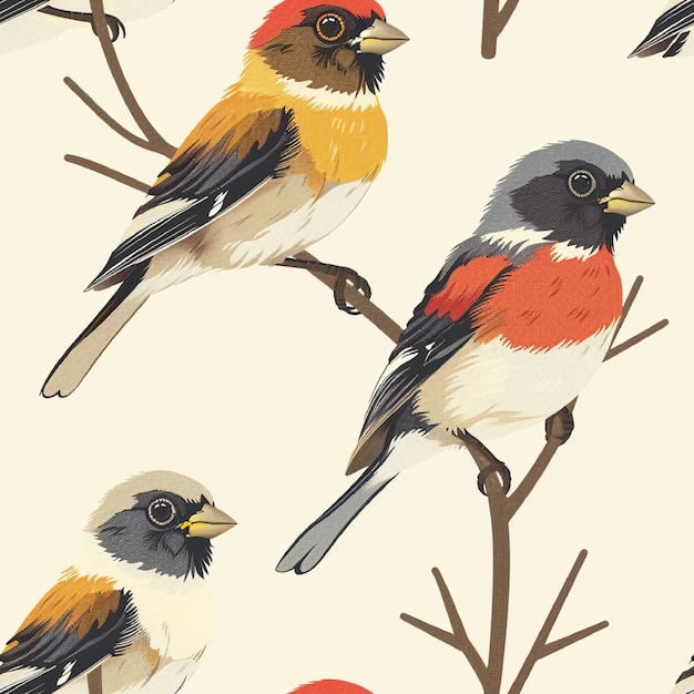 Sparrow seamless pattern background vector cute birds graphic with EPS file