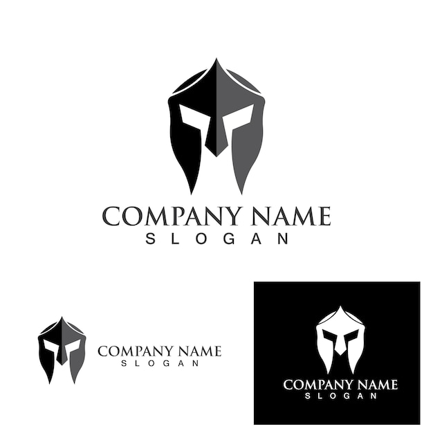 Spartan helmet logo template vector icon design