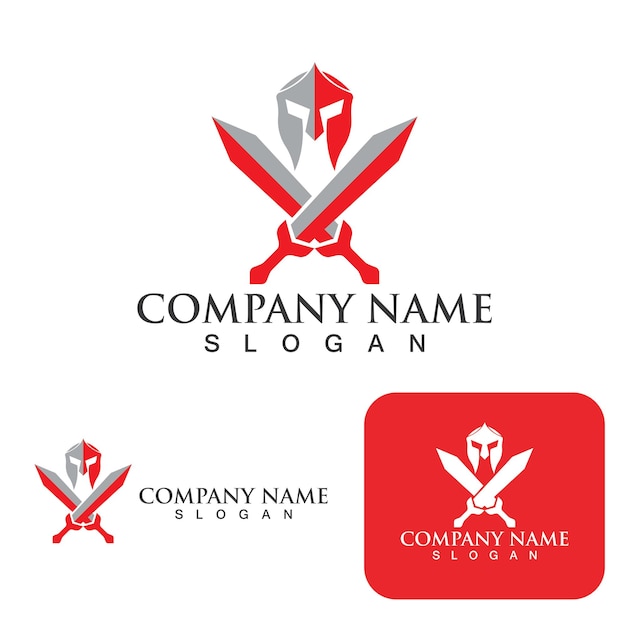 Spartan helmet logo template vector icon design