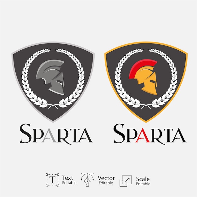 Spartan helmet warrior logo design badge collection vector illustration