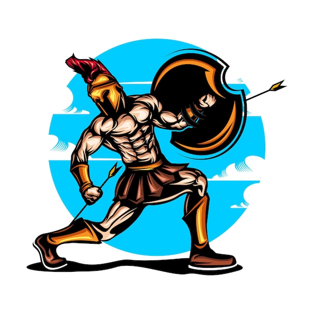 spartan illustration with solid color