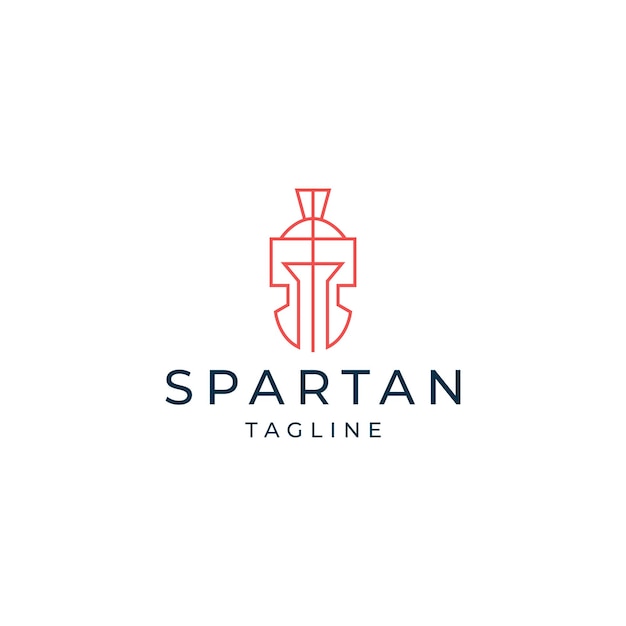 Spartan line art logo design vector