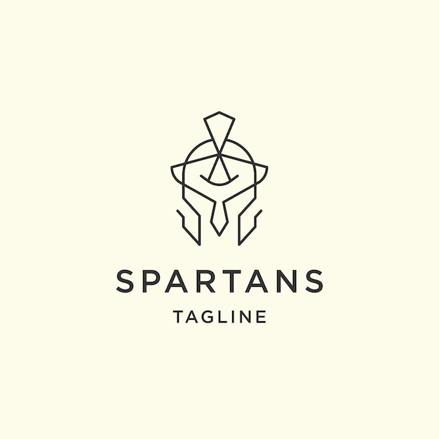 Spartan line logo icon design template flat vector