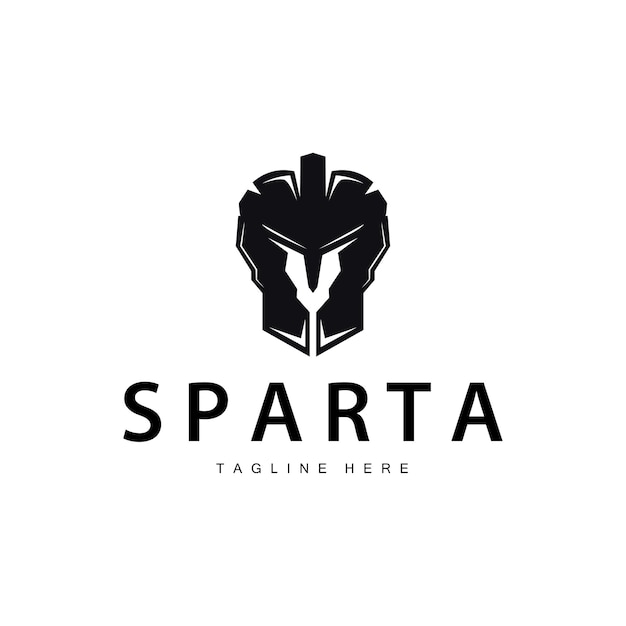 Vector spartan logo barbarian warrior badge design simple silhouette spartan war helmet vector