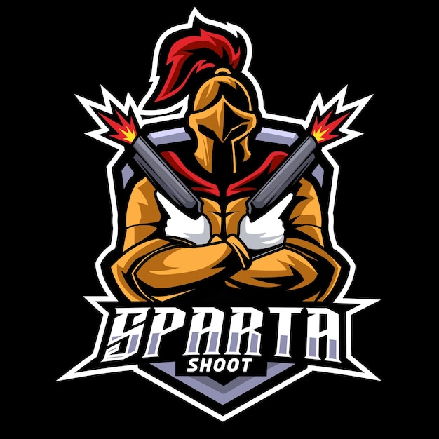 Spartan warrior holding the gun logo gaming esport