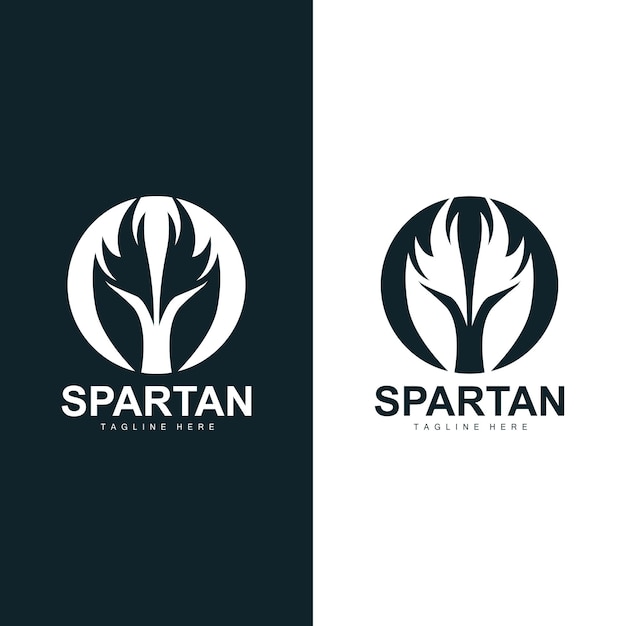 Spartan Warrior Logo Simple Illustration Silhouette Vector Design