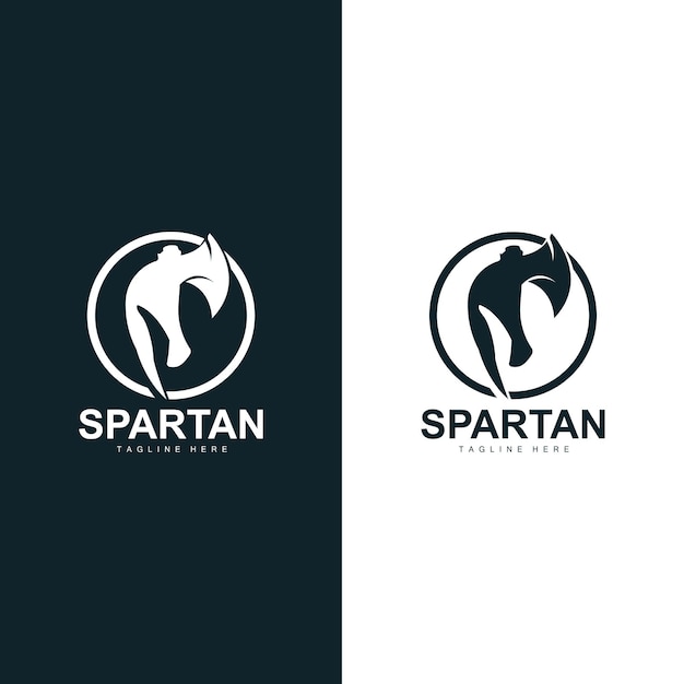 Spartan Warrior Logo Simple Illustration Silhouette Vector Design