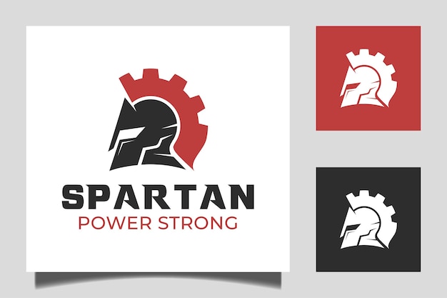 Spartan Warrior vector Logo Template Design combination with spartan helmet and gear design concept icon illustration