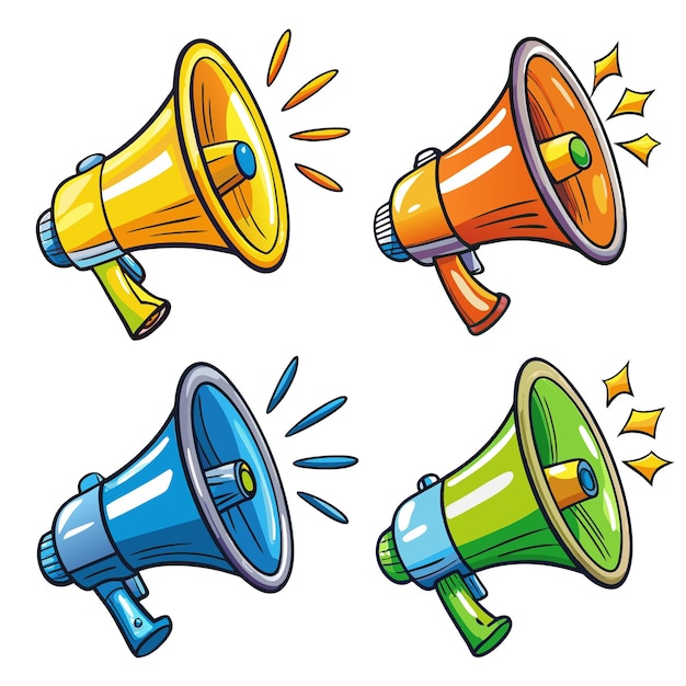 speaker megaphone doodle icon art style illustration media vector concept