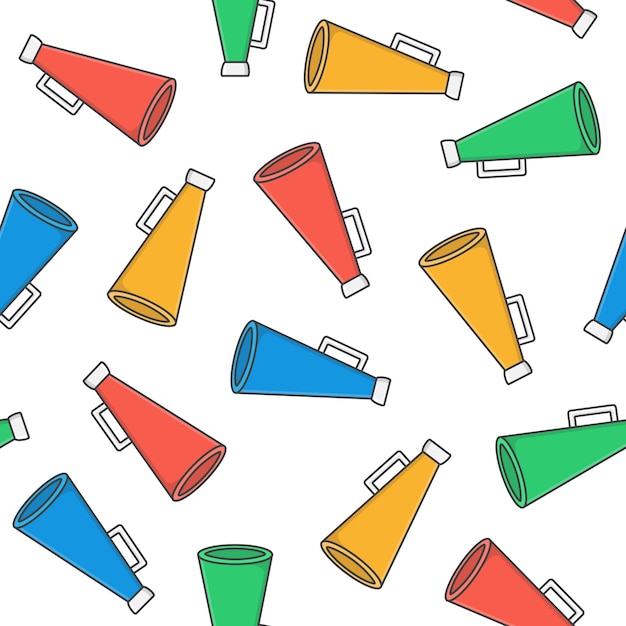 Speaker Toa Megaphone Seamless Pattern On A White Background. Megaphone Theme Illustration