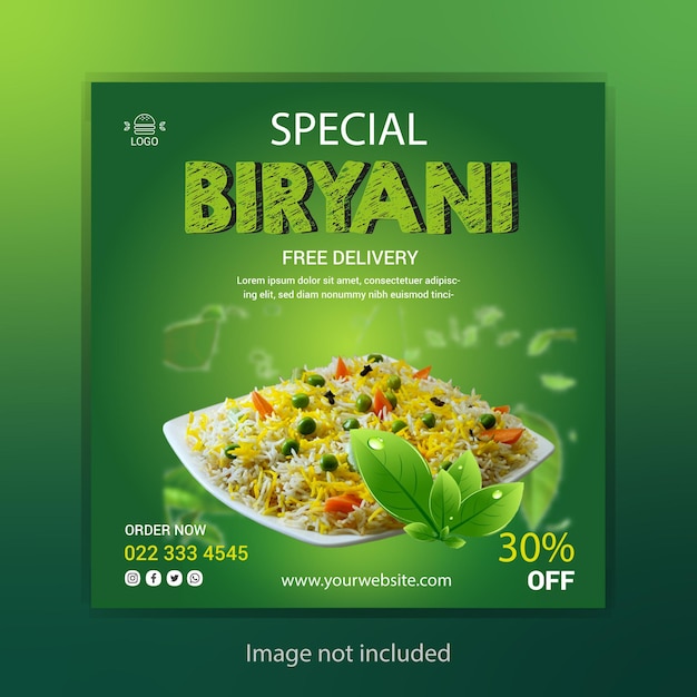 special biryani food social media post design template