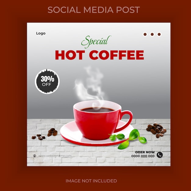 Special black tea and coffee social media post template design