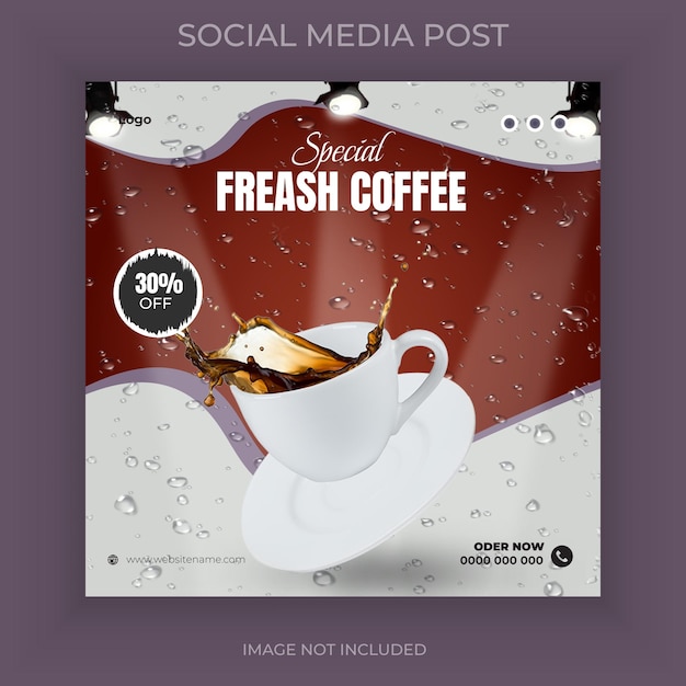 Special black tea and coffee social media post template design