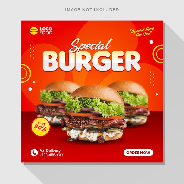 Special burger food social media post template