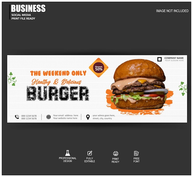 Special burger social media banner template with Vector