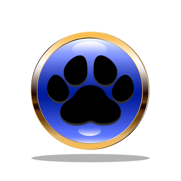 Special button with a dog paw. dog power