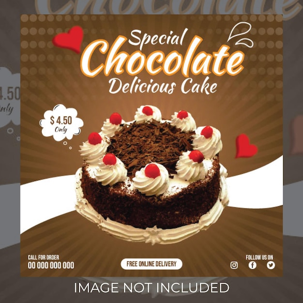 Special Chocolate delicious cake social media banner design template