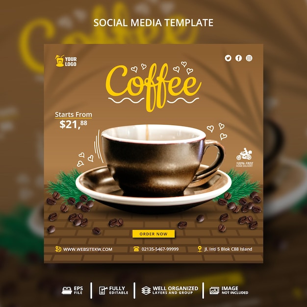 Special Coffee Social Media Post Template For Promotion