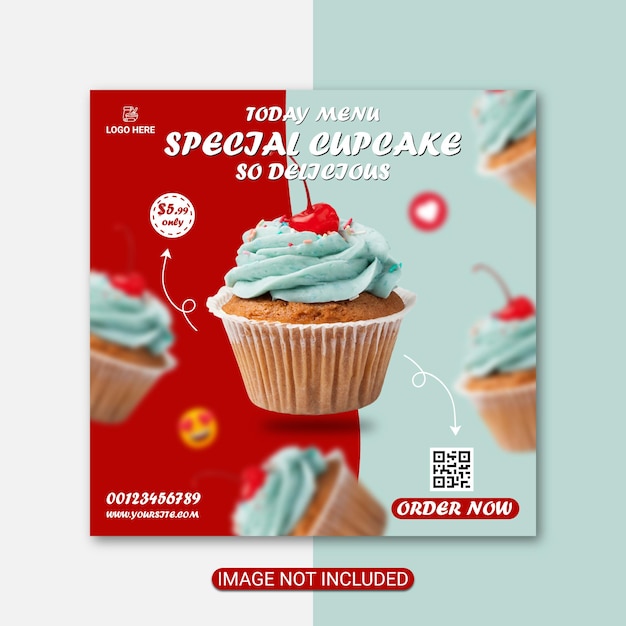 Special Cupcake Bakery Menu Flyer Design Premium Vector