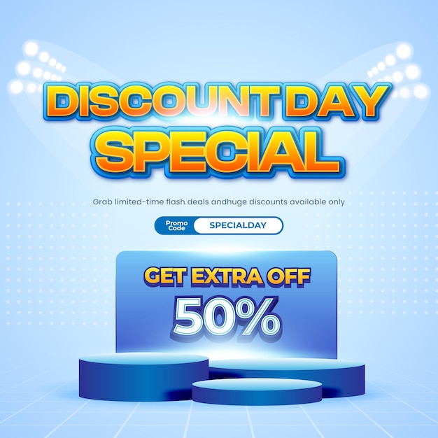 Special day Discount Sale Deals offer with Soft Blue gradient podium showcase template vector