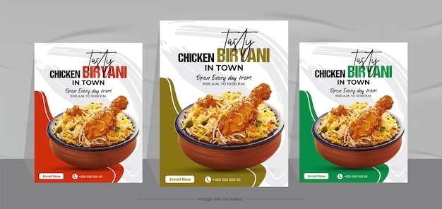 Special delicious biryani Flyer design and restaurant fast food menu poster design template