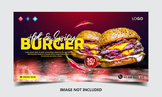 Special delicious burger social media banner post template