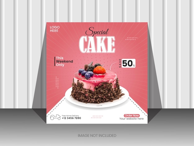 Special delicious cake social media post design template