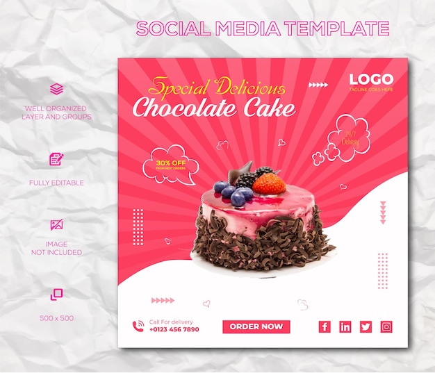 Special delicious chocolate icecream social media post banner and template