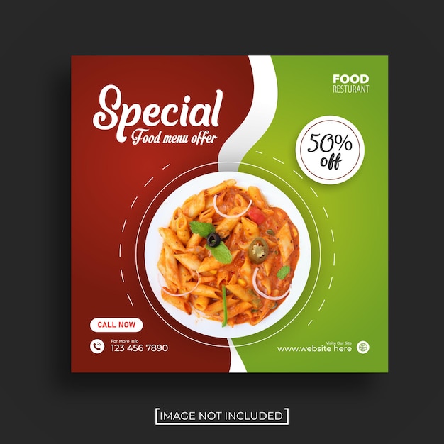 Special delicious fast food menu social media banner design template