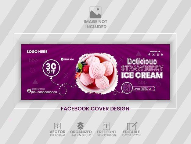 Vector special delicious ice cream facebook cover template design