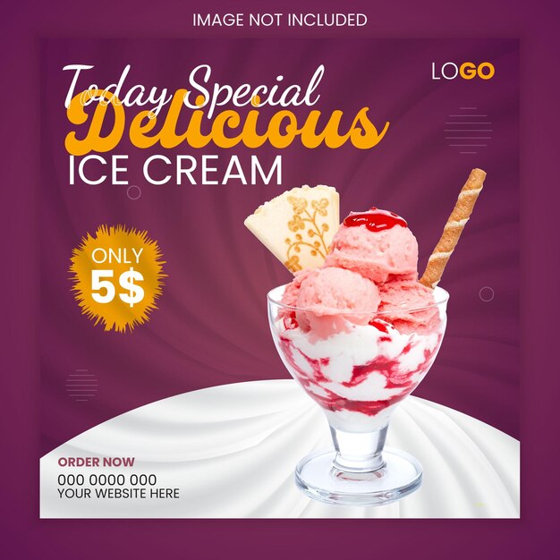 Vector special delicious ice cream modern square social media post design