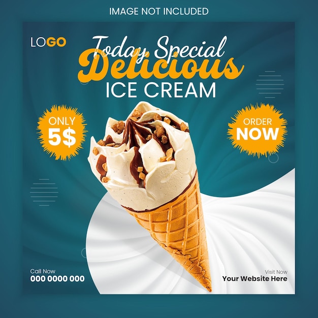 Vector special delicious ice cream modern square social media post design