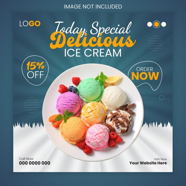 Vector special delicious ice cream modern square social media post design