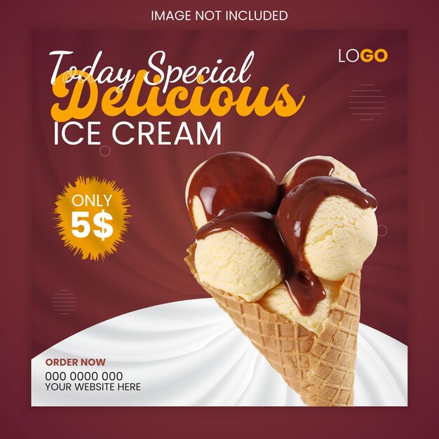 Vector special delicious ice cream modern square social media post design