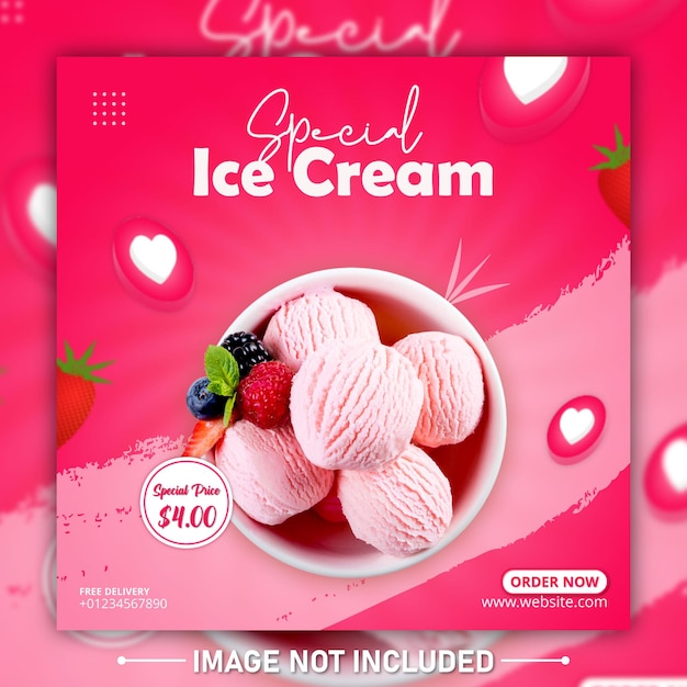 Special delicious ice cream sale social media template