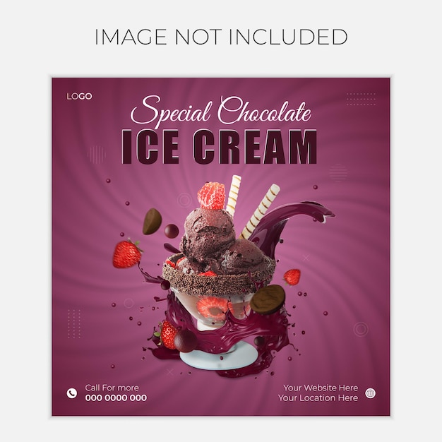 Vector special delicious ice cream shop food menu social media post design template