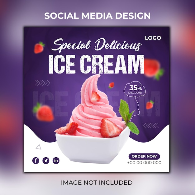 Special delicious ice cream social media banner or modern banner design template Premium Vector