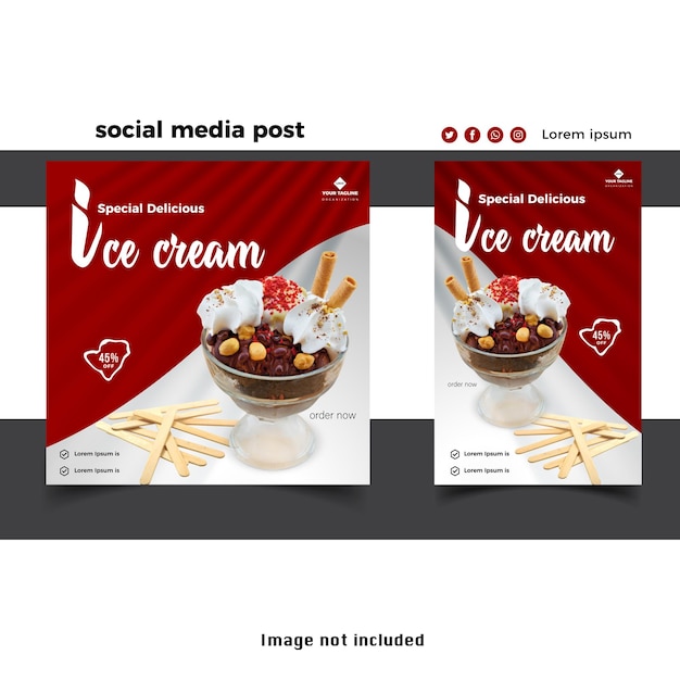 Special delicious ice cream social media banner new design template