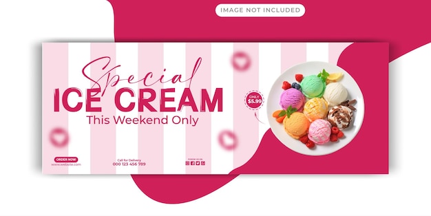 Special delicious ice cream social media banner post design template