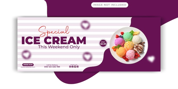 Special delicious ice cream social media banner post design template